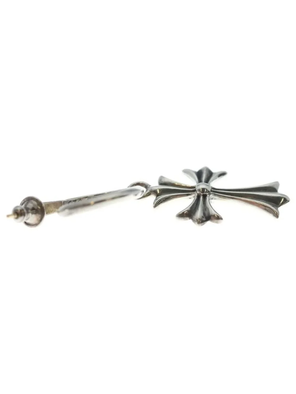 Chrome Hearts Tiny CH Cross Hoop Earrings Silver